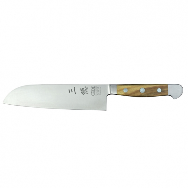 The GÜDE ALPHA OLIVE Large Santoku 18cm 180g