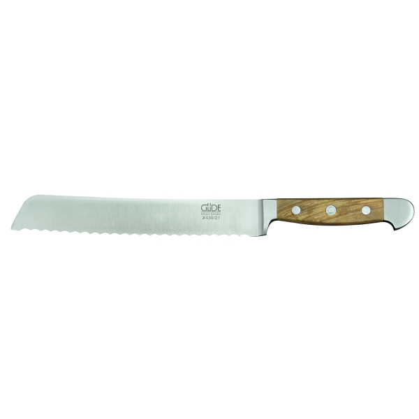 The GÜDE ALPHA OLIVE Bread Knife 21cm 188g