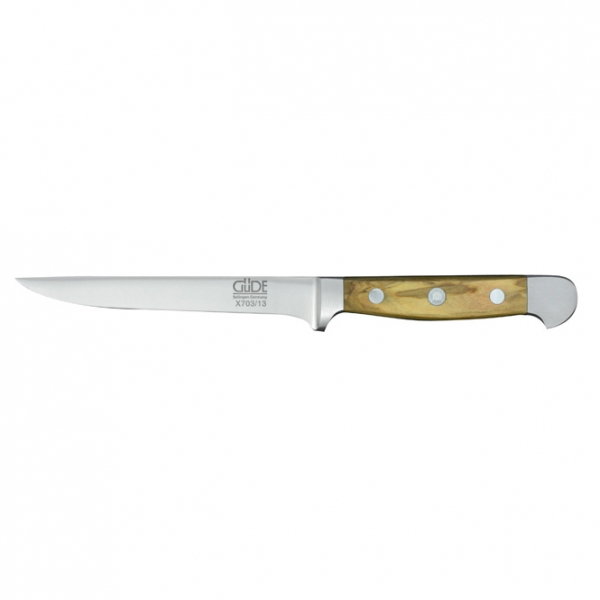 The GÜDE ALPHA OLIVE Flexible Boning Knife 13cm 135g