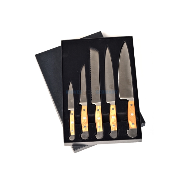 The GÜDE ALPHA OLIVE 5 piece Knife Set 5-X000