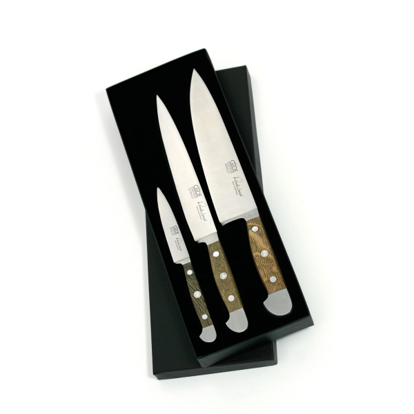 The GÜDE ALPHA BARREL OAK 3 piece Knife Set 3-E000